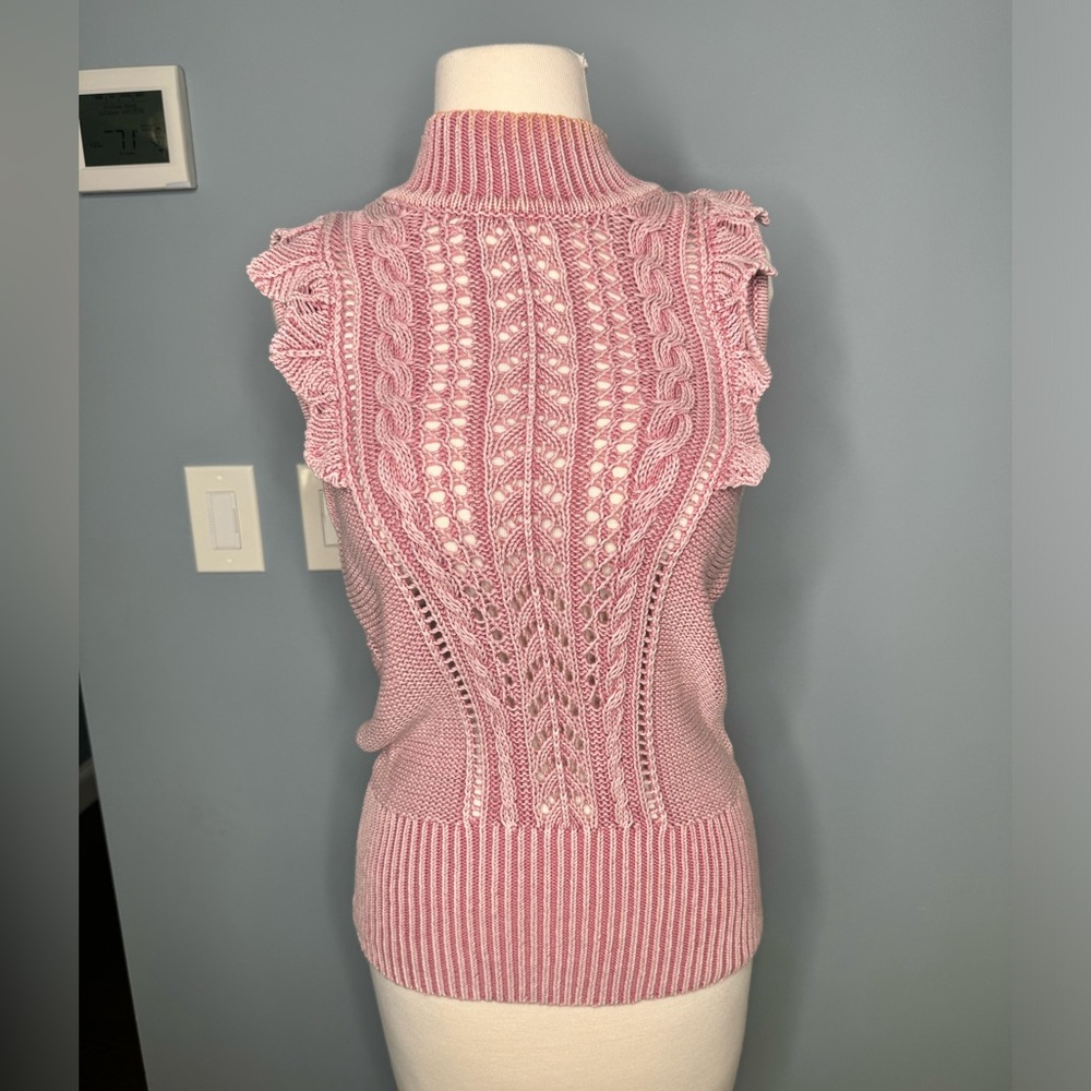 Knit Mock Turtle Neck with Ruffle Sleeve in Dusty Rose 🌹